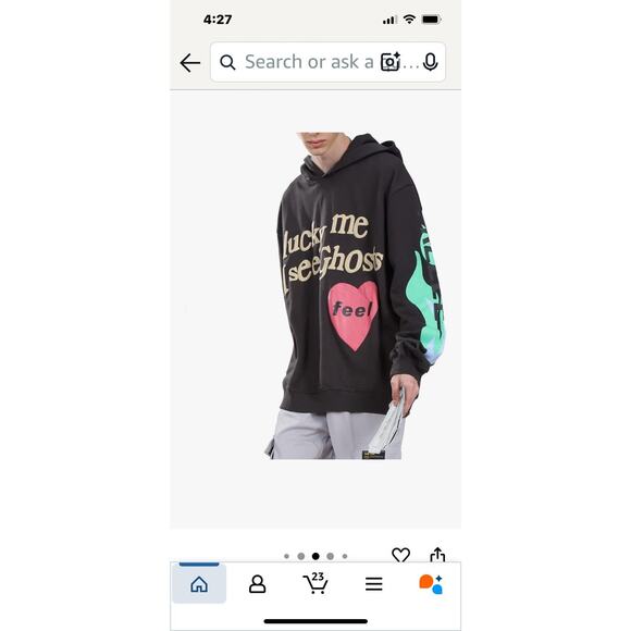 Lucky Me I See Ghosts Hoodie Oversized Mens Size Small - Picture 1 of 16